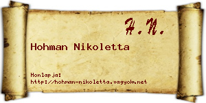 Hohman Nikoletta névjegykártya