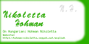 nikoletta hohman business card